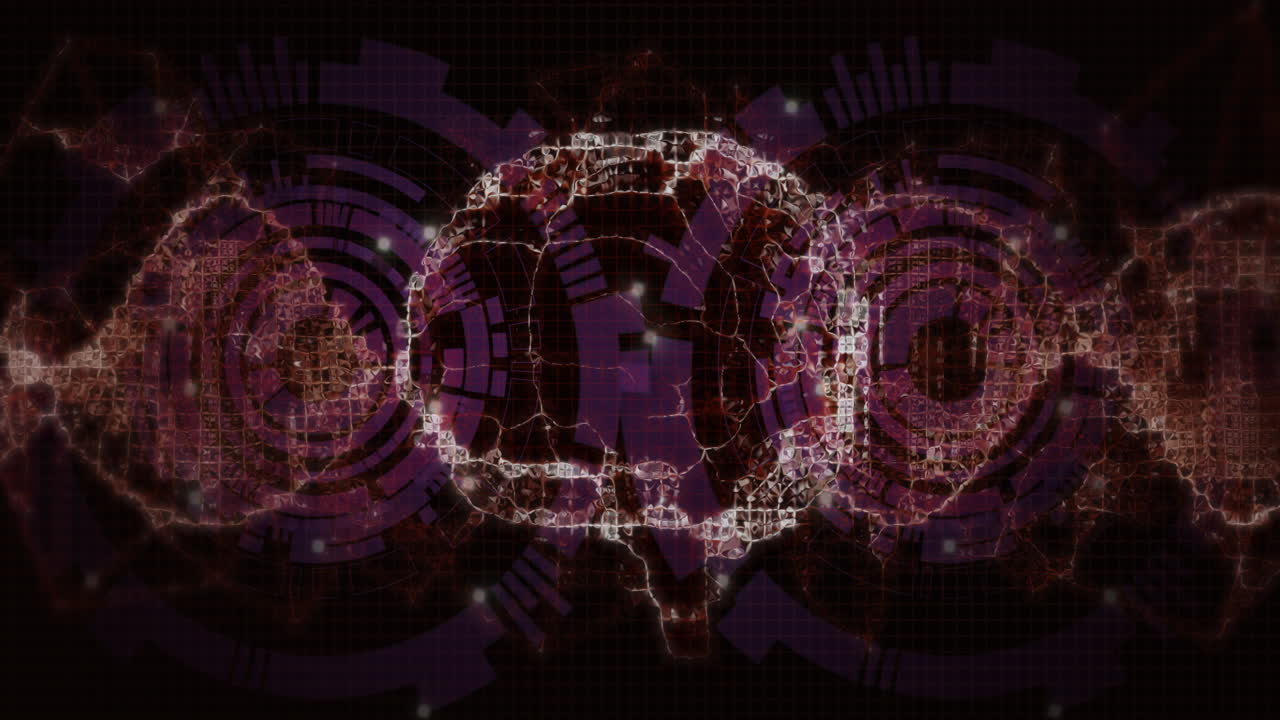 animación del cerebro humano sobre una cadena de adn girando sobre un fondo oscuro