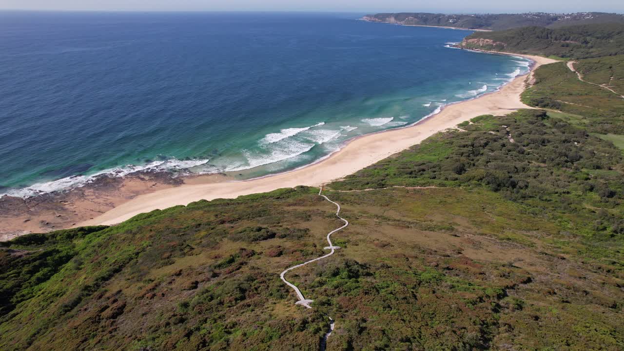 Serene View Of Glenrock Beach In New South Wales, Australia - Drone Shot