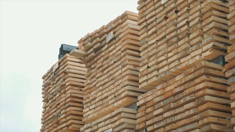 stacked lumber at a wood processing facility