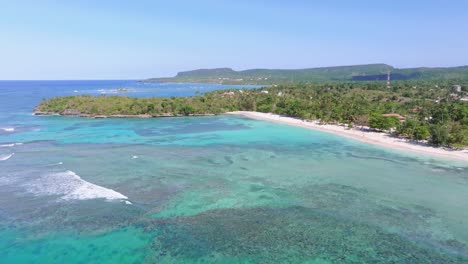 La-Playita-beach,-Las-Galeras,-Samana,-Dominican-Republic_drone-view