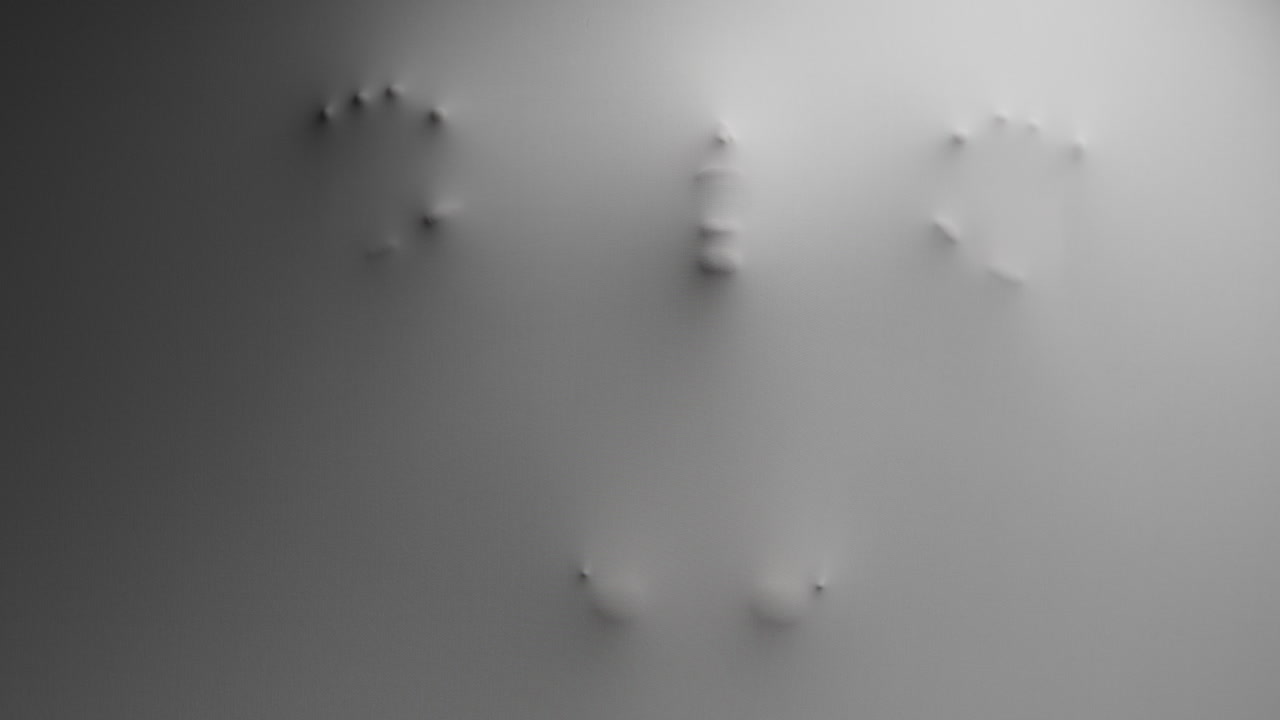 A scary silhouette of a woman appears from the white surface