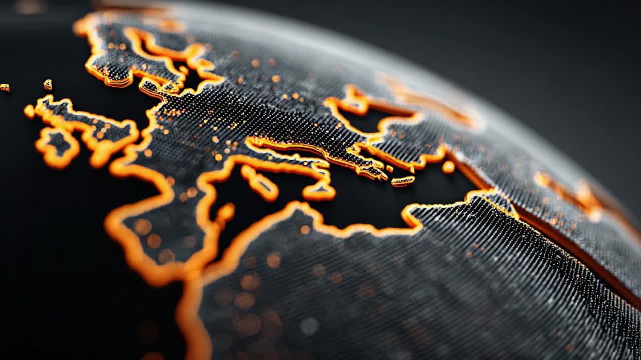 A Macro Perspective on the Intricate Details of a Globe Highlighting Different Continents, Showcasing a Dynamic Artful Representation of Geography