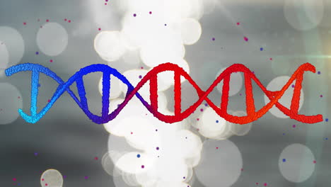 dna strand animation over bokeh lights background