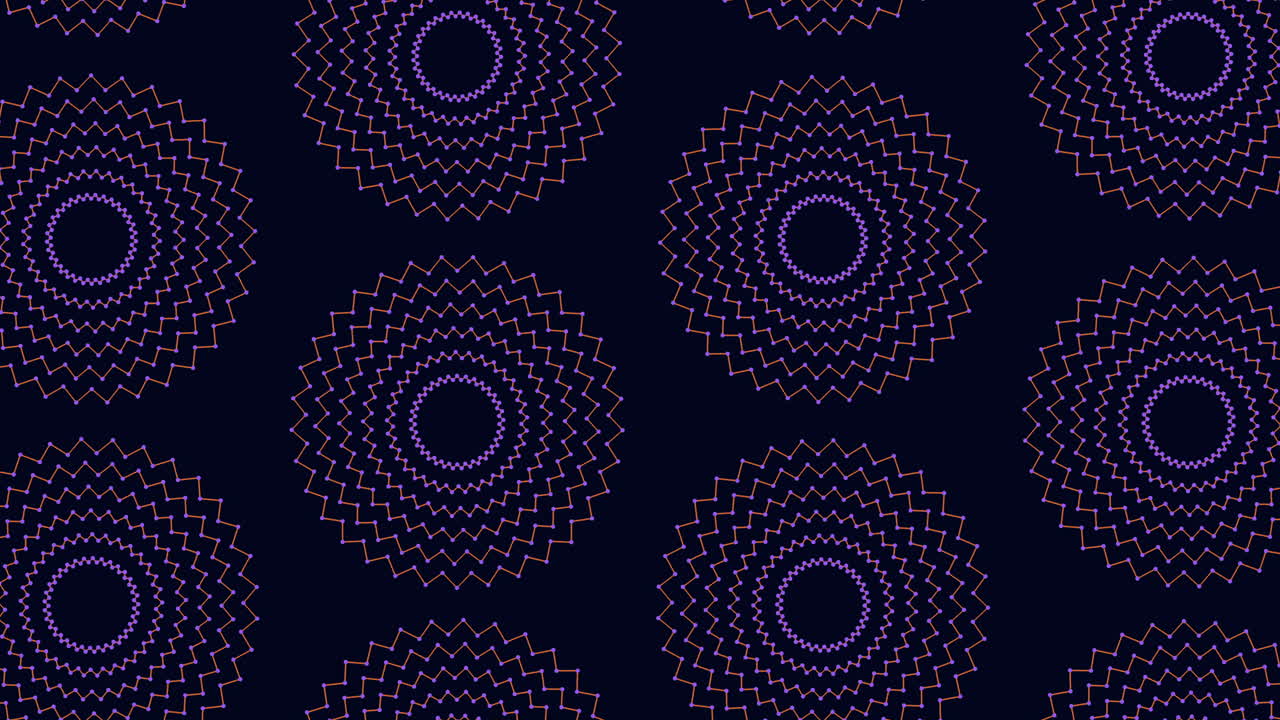 Rainbow illusion circles pattern with neon glitters in dark space