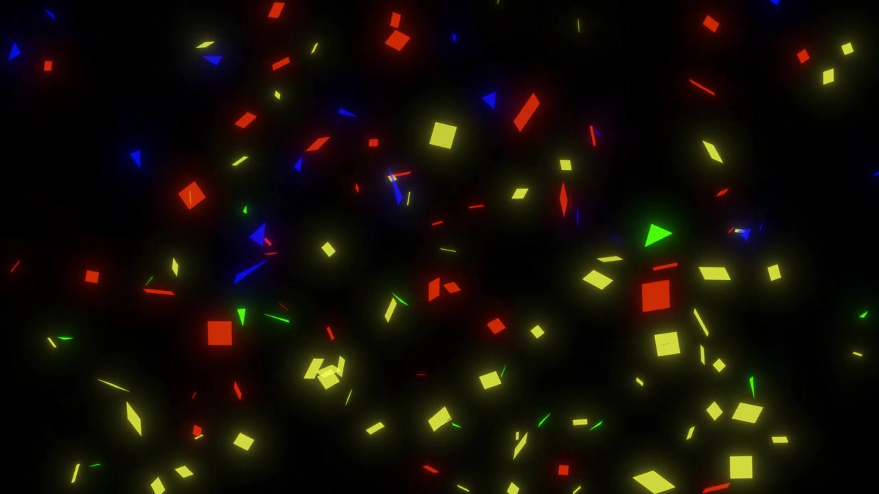 Coriandoli colorati che esplodono e cadono su sfondo nero