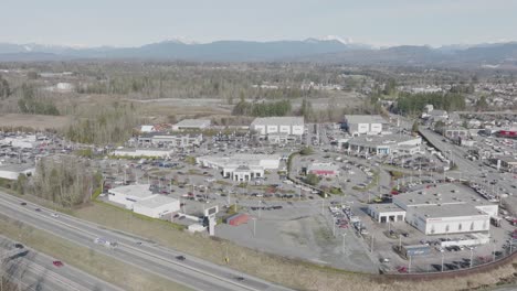 Abbotsford-auto-mall,-Canada.-Aerial-drone-view