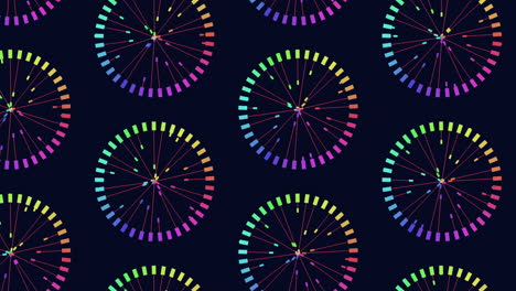 Colorful-overlapping-circles-on-black-background---purple,-blue,-and-pink-pattern