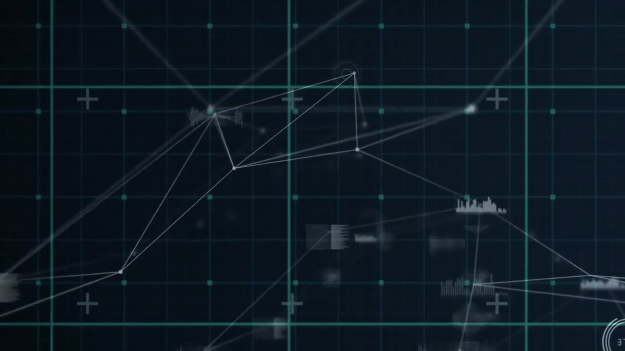 Animation of network of connections and diverse data processing in digital space