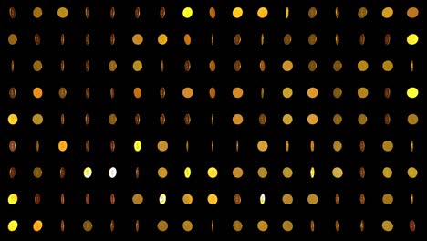 animation of rotating golden coins on black background.