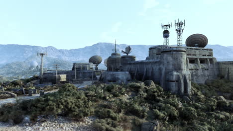 a futuristic military outpost in a mountainous desert