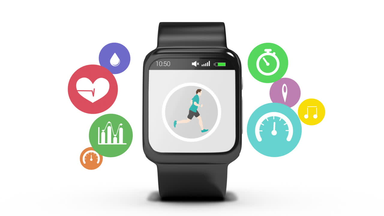 concepto de reloj inteligente con iconos