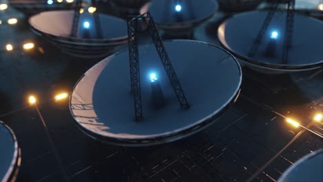 conjunto de antenas satelitales futuristas