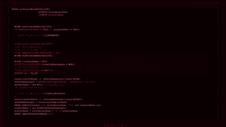 Cybersecurity warning interface hacked system alert programming code digital security breach red