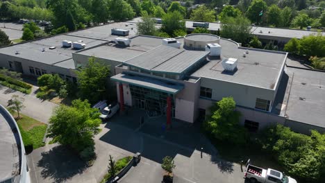 aerial view of south seattle college's library on a nice summer day