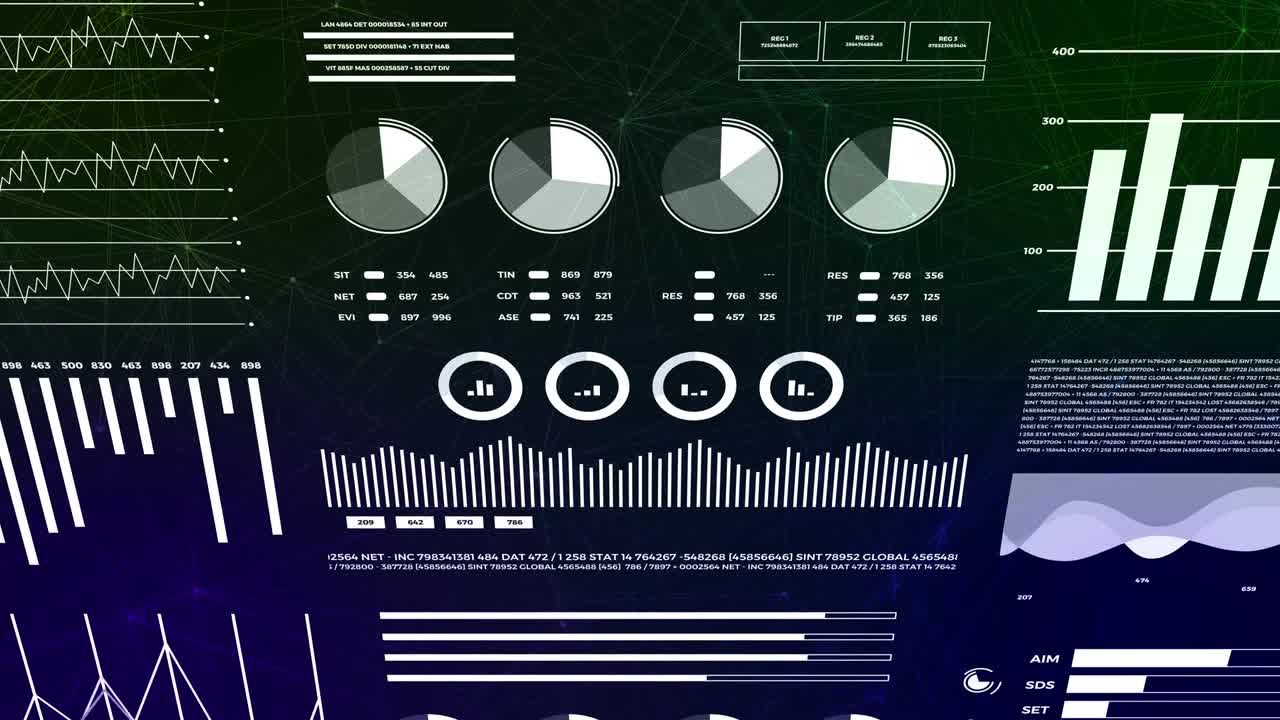 datos y estadísticas de informes, animación con diagramas gráficos.