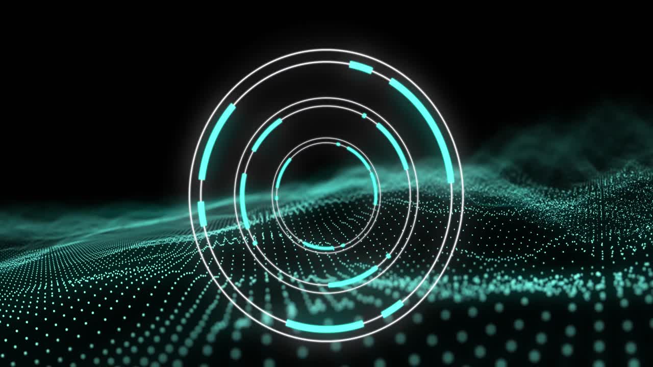 Animation of scope scanning and data processing with green mesh over black background