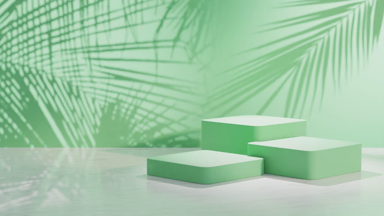 sfondo di visualizzazione digitale del prodotto, verde, packshot productshot, rendering 3d animato