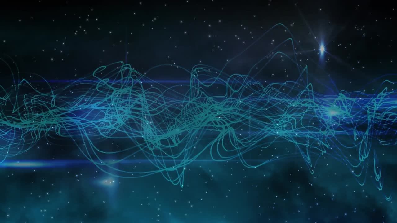 Animation of stars over blue lines moving