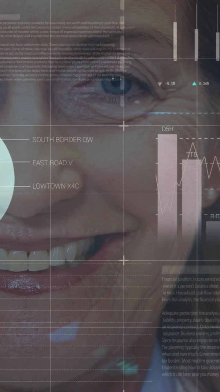 Animation of data processing over caucasian female doctor