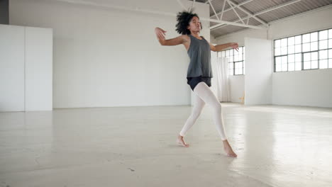 dance, music and energy with a woman in a studio