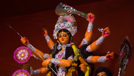 close-up of a durga statue