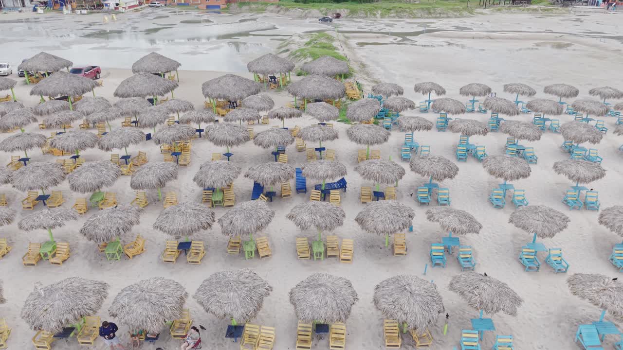 Aerial view of Miramar Beach in Tamaulipas with golden sand and clear skies