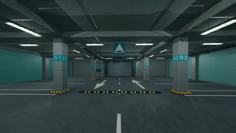 estacionamiento subterráneo sin automóviles. estacionamiento bajo tierra moderno. estacionamiento moderno interior completo. estacionamiento subaterráneo escena de garaje