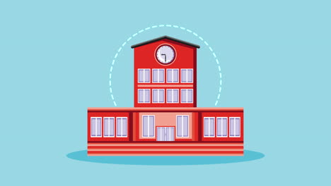 red school building illustration