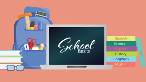 animation of back to school text on red background