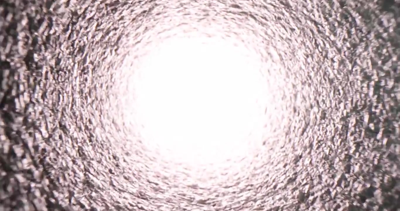 Motion through tunnel to bright light as difficulties overcoming