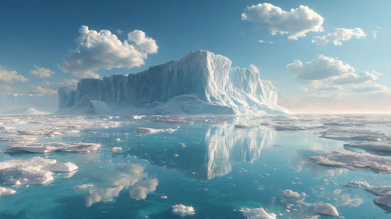 A Majestic Iceberg Reflection in Serene Waters Under a Clear Sky Captured in Striking Detail, Highlighting the Beauty of Nature's Cold Formations and Tranquil Landscapes