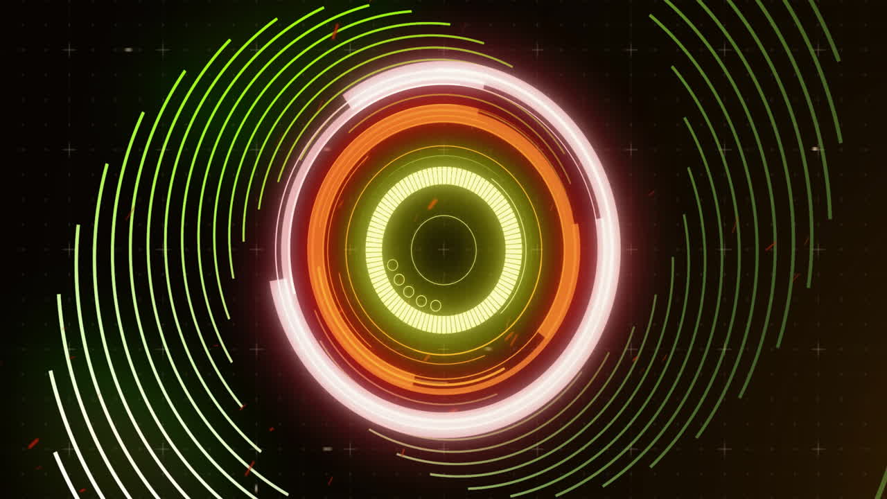 Animation of scope scanning over spinning lines on black background
