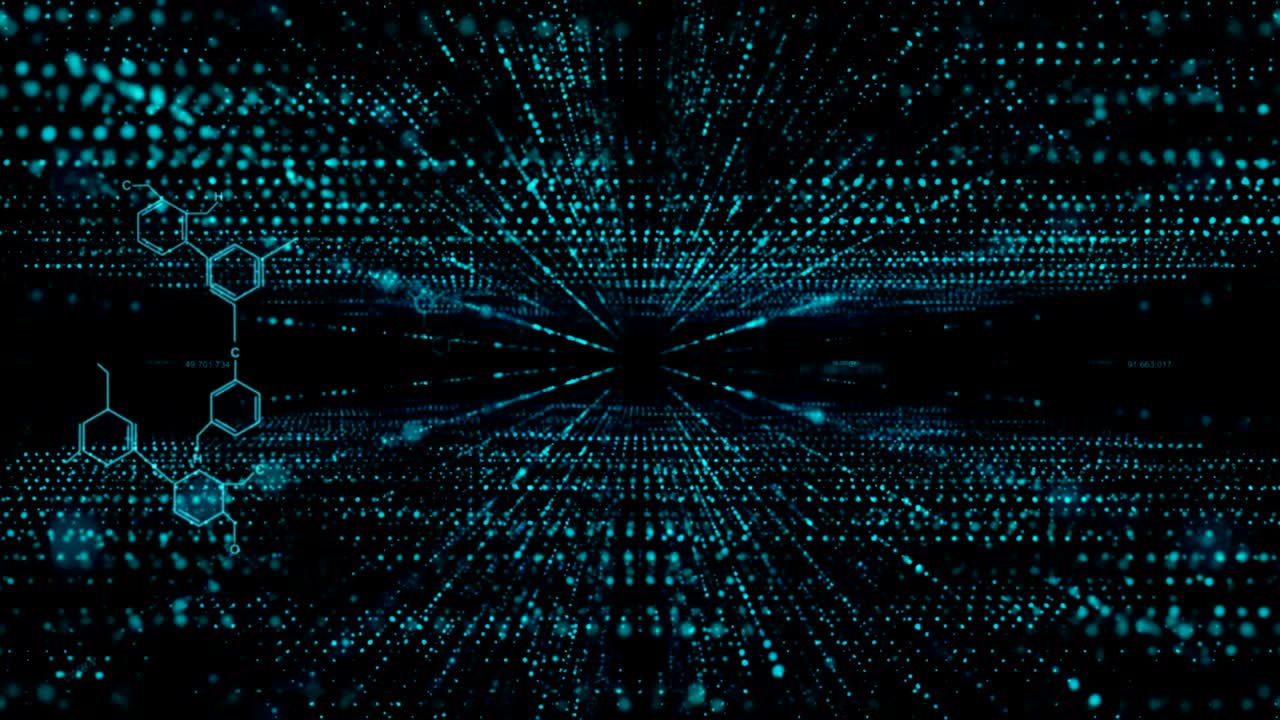 4K Dot Connection with particle flow  twist and moving for futursitic and tectnology abstract background