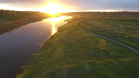 Drone-aerial-view-of-beautiful-park-in-Kaunas,-Lithuania