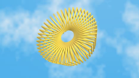 hypnotic yellow ring in the sky. surreal 3d animation.