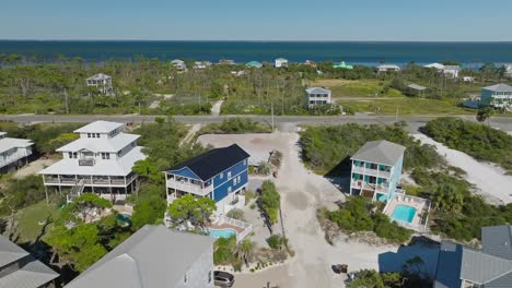 Aerial-over-condos-at-Cape-San-Blas,-Florida