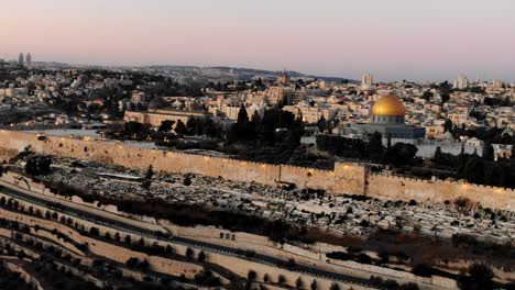 aerial footage of the wall of jerusalem and the temple mount holy land middle east