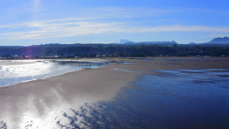 A-wet-land-zone,-near-de-andes-mountain-range-an-highway-road-in-south-of-Chile,-these-place-is-call-Rucahue,-is-a-reserve-of-the-ecosystem,-where-live-different-kind-of-bird-and-eat-seafood