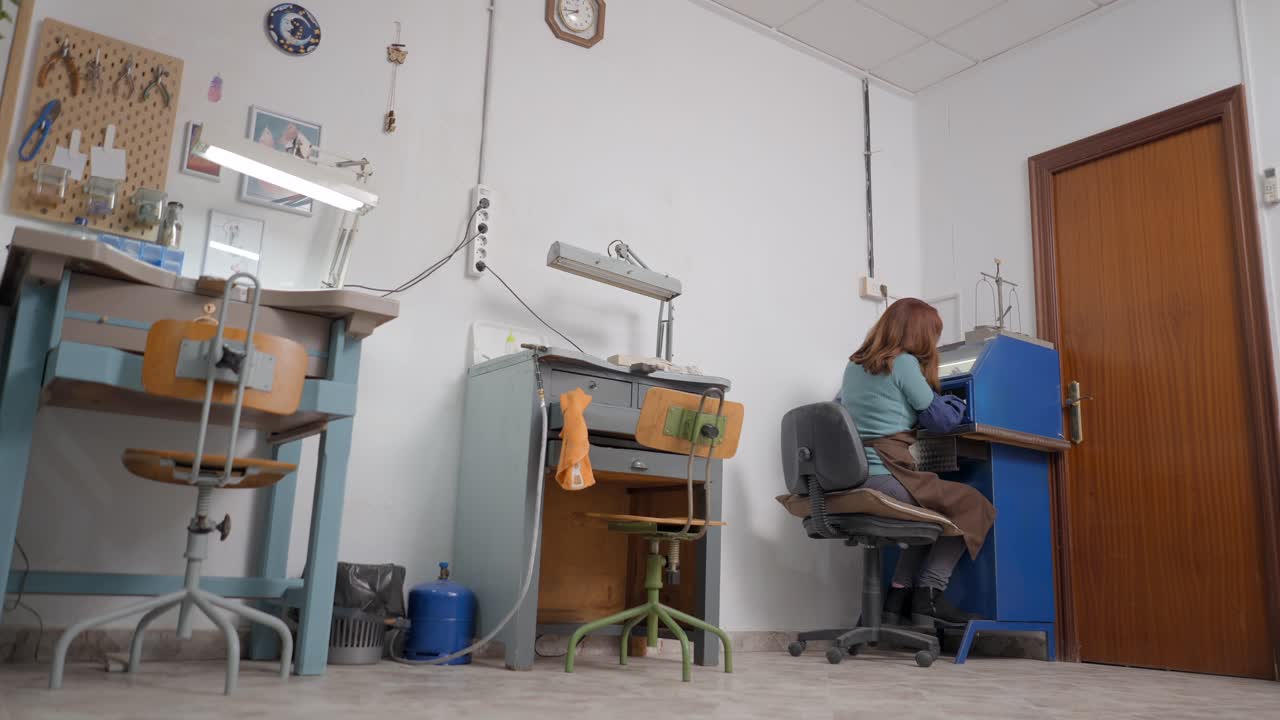 Jewelry Workshop Interior with Craftswoman