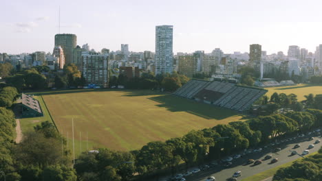 aerial - fields of the argentina polo association, buenos aires, wide shot