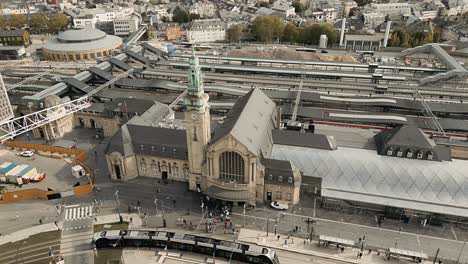 aerial view of luxembourg central station during day time with lots of movement