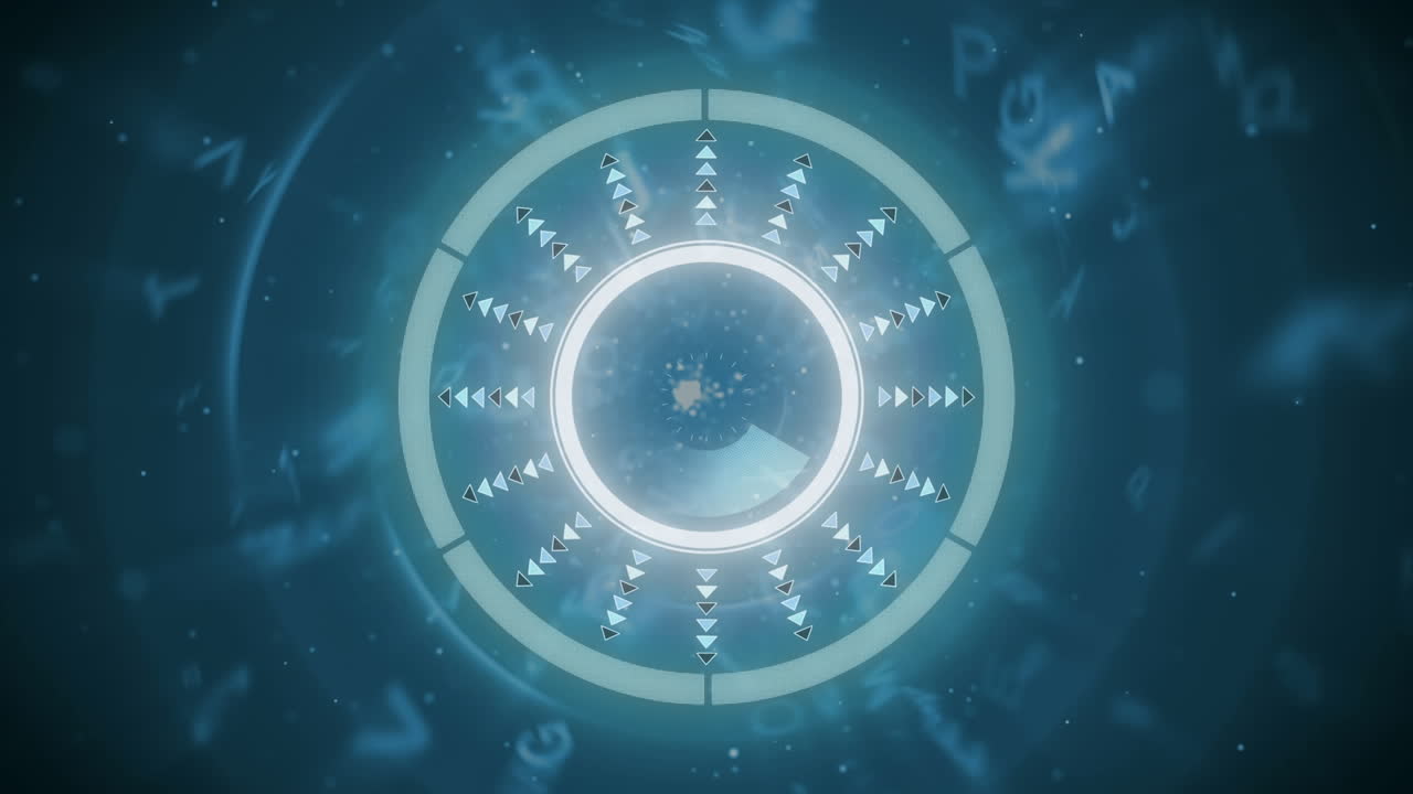 Animation of scope scanning and letters spinning