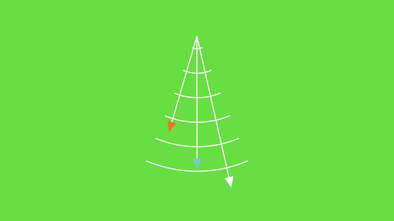 녹색 배경에서 만화 크리스마스 트리 장식의 4k 비디오.