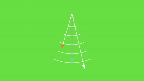 video en 4k de la caricatura de la guirlanda del árbol de navidad en fondo verde.
