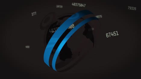 Animation-of-changing-numbers-and-circles-around-globe-over-black-background