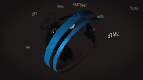 animation of changing numbers and circles around globe over black background