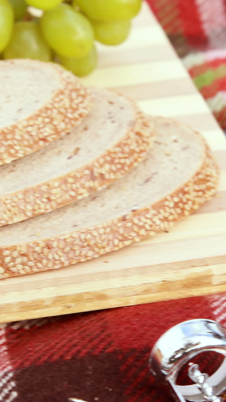 visión general de la comida sabrosa en la manta de picnic