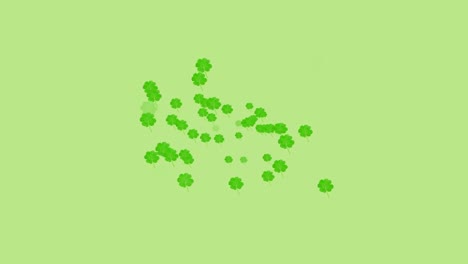 animation of multiple moving clover over green background