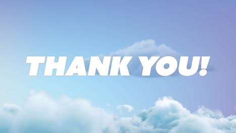 animación de texto de agradecimiento sobre el cielo azul nublado