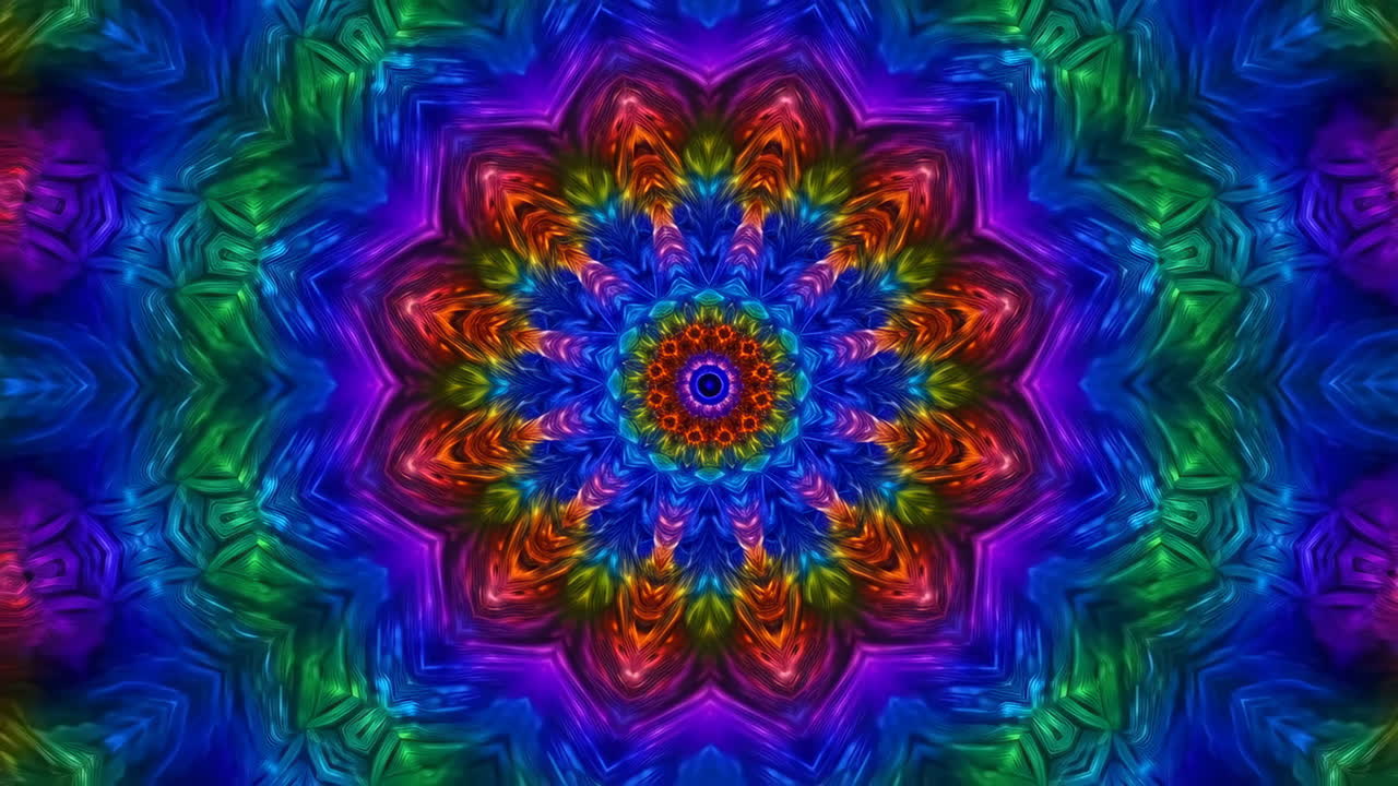 Motivo Astratto Mandala Caleidoscopico Vibrante